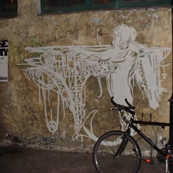 Old Street Graffiti - Coronet Street: this amazing piece is cut out of paper and stuck up