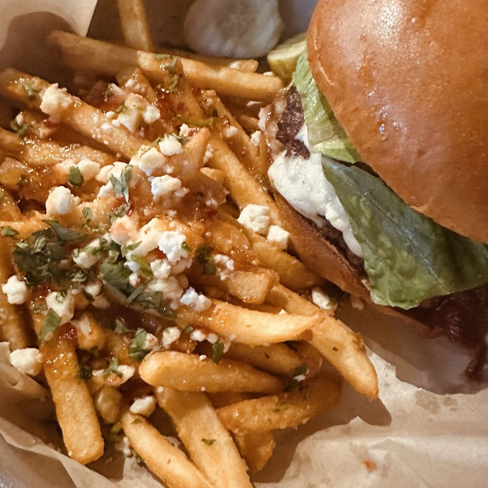 The Hood Eureka - Bacon Blue with jacked up spicy feta fries - Burgers Near Me - Eureka, California The Hood Eureka - Bacon Blue with jacked up spicy feta fries - Burgers Near Me - Eureka, California
