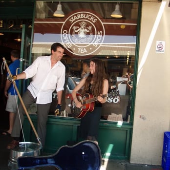Starbucks - a little folk music to entertain the line of people - July 2010 - Coffee & Tea Near Me - Seattle, Washington