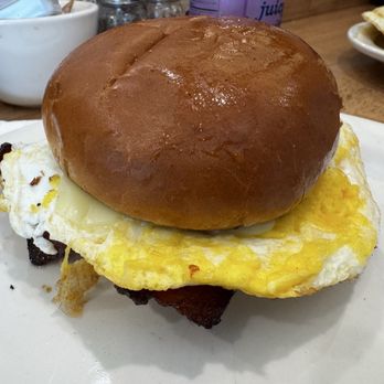 Baked On Maine - Breakfast sandwich with bacon egg and cheese and sauce - Sandwiches Near Me - Brunswick, Maine