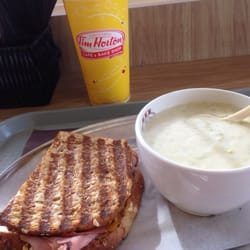 Tim Hortons - Half panini and soup for $5.00 now.
