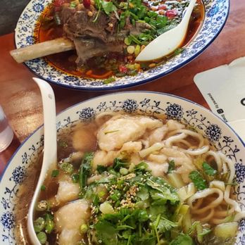 Noodle Dynasty - Picked Fish Thin Noodle (front) and 24hr Beef Bone Thin Noodle (back) - Noodles Near Me - Berkeley, California