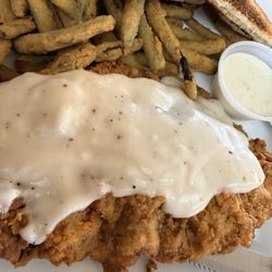The Lazy Heifer - The chicken fried steak and fried green beens were awesome. The bread was a little darker than I prefer.