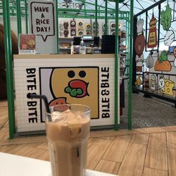 Bite & Bite With Line Friends - Hong Kong milk tea! So good. You can see the fun items in the back too! - 04.05.19