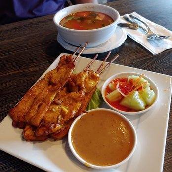 SIAM Garden - Chicken satay and small tom yum soup - Thai Near Me - Winter Park, Florida SIAM Garden - Chicken satay and small tom yum soup - Thai Near Me - Winter Park, Florida