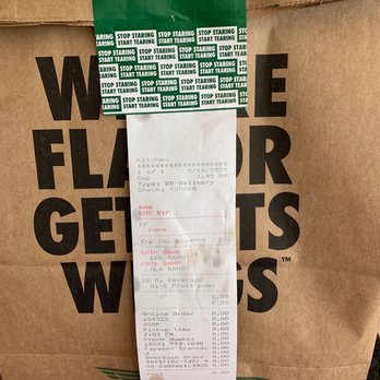 Wingstop - My Door Dash Receipt. - Chicken Wings Near Me - Oceanside, California