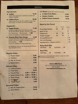 Menu photo 1 Arizona BBQ Shack Scottsdale, AZ Menu photo 1 Arizona BBQ Shack Scottsdale, AZ
