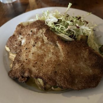 Miss Lucy's Kitchen - Schnitzel on frisée - New American Near Me - Saugerties, New York Miss Lucy's Kitchen - Schnitzel on frisée - New American Near Me - Saugerties, New York