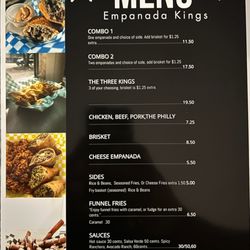 Empanada Kings - Current menu - hopefully, the Apple Fritters will be added permanently.