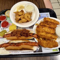 "Chili Cheese Dog", "Footlong", "Chicken Fingers w/ Fries", and "Fried Shrimp w/ Fries"