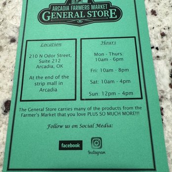 Arcadia Farmer's Market - Store hours flier - Farmers Market Near Me - Arcadia, Oklahoma