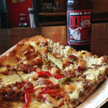 Dimo's Pizza - My meal: Philly Cheesesteak and the Chicken Alfredo with Ginger Beer - Pizza Near Me - Chicago, Illinois