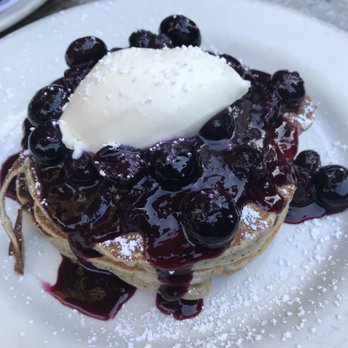 Gjelina - Buckwheat ricotta pancakes-  creme fraiche, blueberry compote - New American Near Me - Venice, California