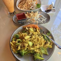 Pad Thai, Yellow Sen Mee Noodles, Crab Rangoon, Thai Iced Tea Pad Thai, Yellow Sen Mee Noodles, Crab Rangoon, Thai Iced Tea