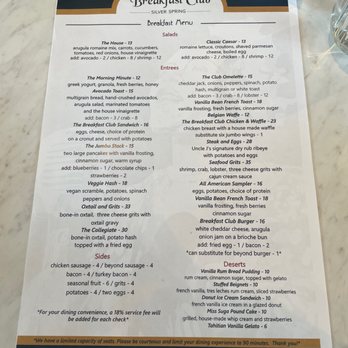 The Breakfast Club - Breakfast menu - Breakfast & Brunch Near Me - Silver Spring, Maryland The Breakfast Club - Breakfast menu - Breakfast & Brunch Near Me - Silver Spring, Maryland