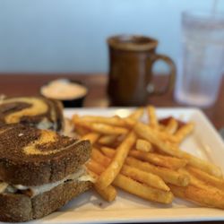 Gus's Old Brooklyn Family Restaurant - Gus's Diner delicious Turkey Reuben w fries, coffee.