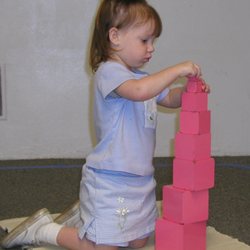 Countryside Montessori School - For the young child, building the pink tower takes concentration.