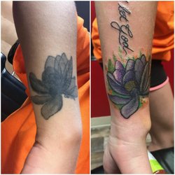 Queen Anne's Revenge Tattoo Studio - Before and after db Francine