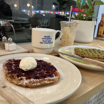 Cafe Weekend - Blueberry Creamcheese Croffle, Cappuccino, Matcha Croffle, Latte - Breakfast & Brunch Near Me - Allston, Massachusetts Cafe Weekend - Blueberry Creamcheese Croffle, Cappuccino, Matcha Croffle, Latte - Breakfast & Brunch Near Me - Allston, Massachusetts