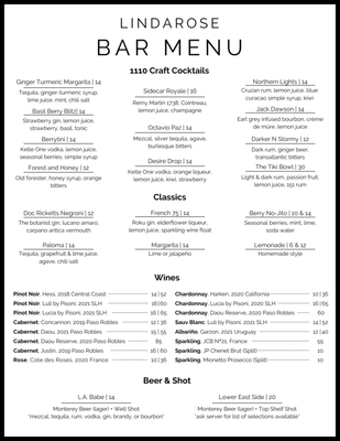 Menu photo 2 LindaRose Rooftop Bar & Grill Monterey, CA
