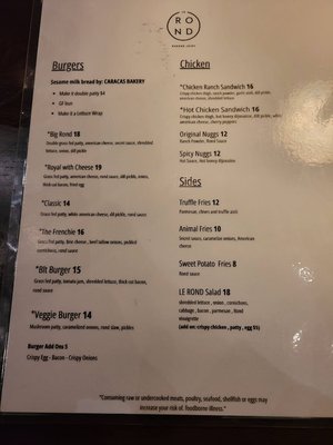 Menu photo 2 Le Rond Burgers Miami Beach, FL