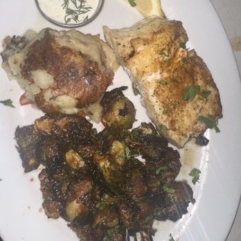 Lure Fish House - Halibut with Maple Miso Brussels Sprouts - Seafood Near Me - Porter Ranch, California