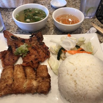 Pho Mai - Pork chop with rice and bean curd wrapped shrimp cake yummm Pho soup on the side and sauce - Asian Fusion Near Me - Chino Hills, California Pho Mai - Pork chop with rice and bean curd wrapped shrimp cake yummm Pho soup on the side and sauce - Asian Fusion Near Me - Chino Hills, California