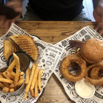 Hop Junction - Short rib grilled cheese  Right- the Down south burger - Burgers Near Me - Sacramento, California