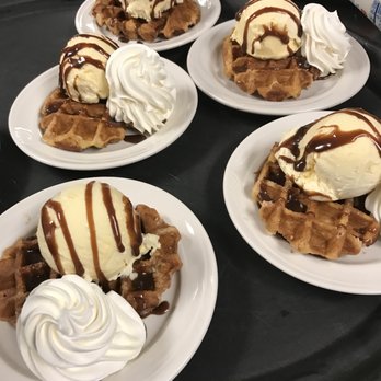 Marchiori Catering - Pearl Sugar Waffle with Vanilla Ice Cream and Hot Fudge! - Caterers Near Me - St. Clair Shores, Michigan Marchiori Catering - Pearl Sugar Waffle with Vanilla Ice Cream and Hot Fudge! - Caterers Near Me - St. Clair Shores, Michigan