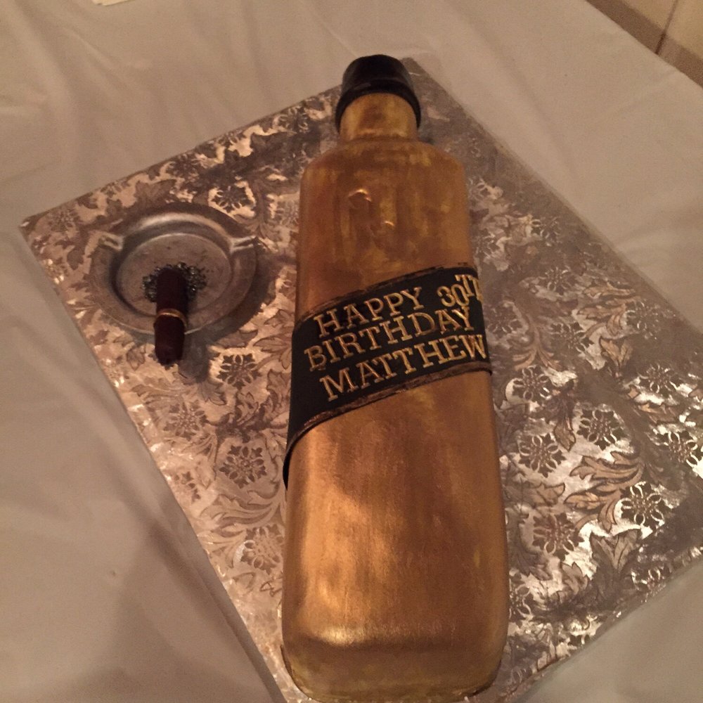 30th Birthday Johnny Walker Gold label Cake with cigar tray and cigar