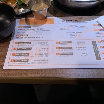 All That Shabu - Menu instructions - Buffets Near Me - Alhambra, California