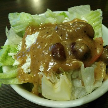 Master Steaks - Their Greek salad: olives still had the pits inside. Generous with the feta but what's up with the balsamic flavored dressing? - Steakhouses Near Me - Mississauga, Ontario Master Steaks - Their Greek salad: olives still had the pits inside. Generous with the feta but what's up with the balsamic flavored dressing? - Steakhouses Near Me - Mississauga, Ontario