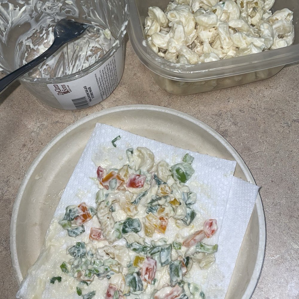DeCicco & Sons - Harrison - Soaking wet peppers in mayo, which was supposed to be macaroni salad from their deli dept! - Grocery Near Me - Harrison, New York DeCicco & Sons - Harrison - Soaking wet peppers in mayo, which was supposed to be macaroni salad from their deli dept! - Grocery Near Me - Harrison, New York