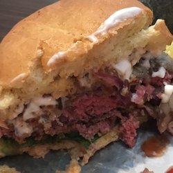 Son of A Butcher Bar & Grill - Raw bloody soaked bun SOB burger...Signature Burger???! Not so much!!