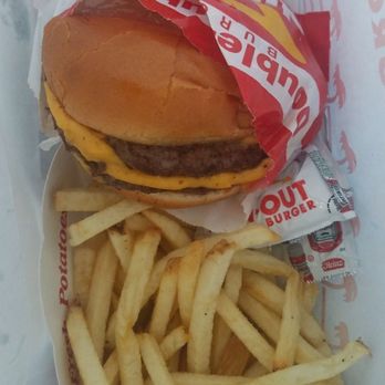 In-N-Out Burger - One of the meals nicely prepared... a double double with cheese & ketchup & fries - Burgers Near Me - Auburn, California In-N-Out Burger - One of the meals nicely prepared... a double double with cheese & ketchup & fries - Burgers Near Me - Auburn, California