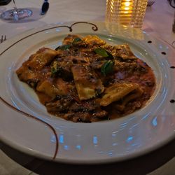 Giovanni's - One of tonight's specials -- mushroom ravioli with crumbled salsicchia sauce