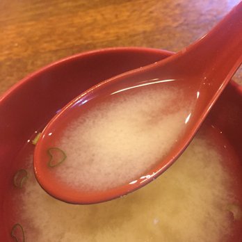 Hime Sushi Bar & Grill - Miso Soup and a heart shaped chive. - Sushi Bars Near Me - Harlingen, Texas Hime Sushi Bar & Grill - Miso Soup and a heart shaped chive. - Sushi Bars Near Me - Harlingen, Texas