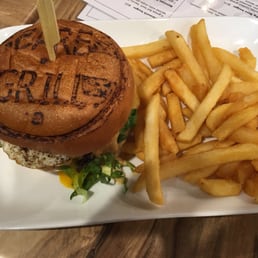 Bare grill burger and chips Bare grill burger and chips