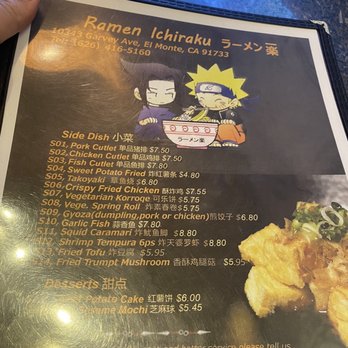 Ramen Ichiraku - Menu - Ramen Near Me - El Monte, California Ramen Ichiraku - Menu - Ramen Near Me - El Monte, California