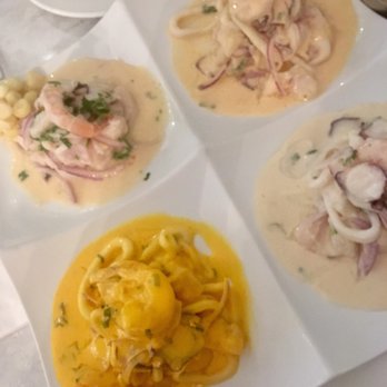 CVI.CHE 105 - Tetra de Ceviches $42.95, goes from mild to spicy & spicy one IS SPICY! Oh so good!! I would order this again! Portions are large. - Peruvian Near Me - Miami, Florida CVI.CHE 105 - Tetra de Ceviches $42.95, goes from mild to spicy & spicy one IS SPICY! Oh so good!! I would order this again! Portions are large. - Peruvian Near Me - Miami, Florida