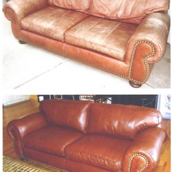 Leatherman Corporation - Sofa - before and after color restoration