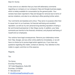 Threatened with legal action for leaving an honest review