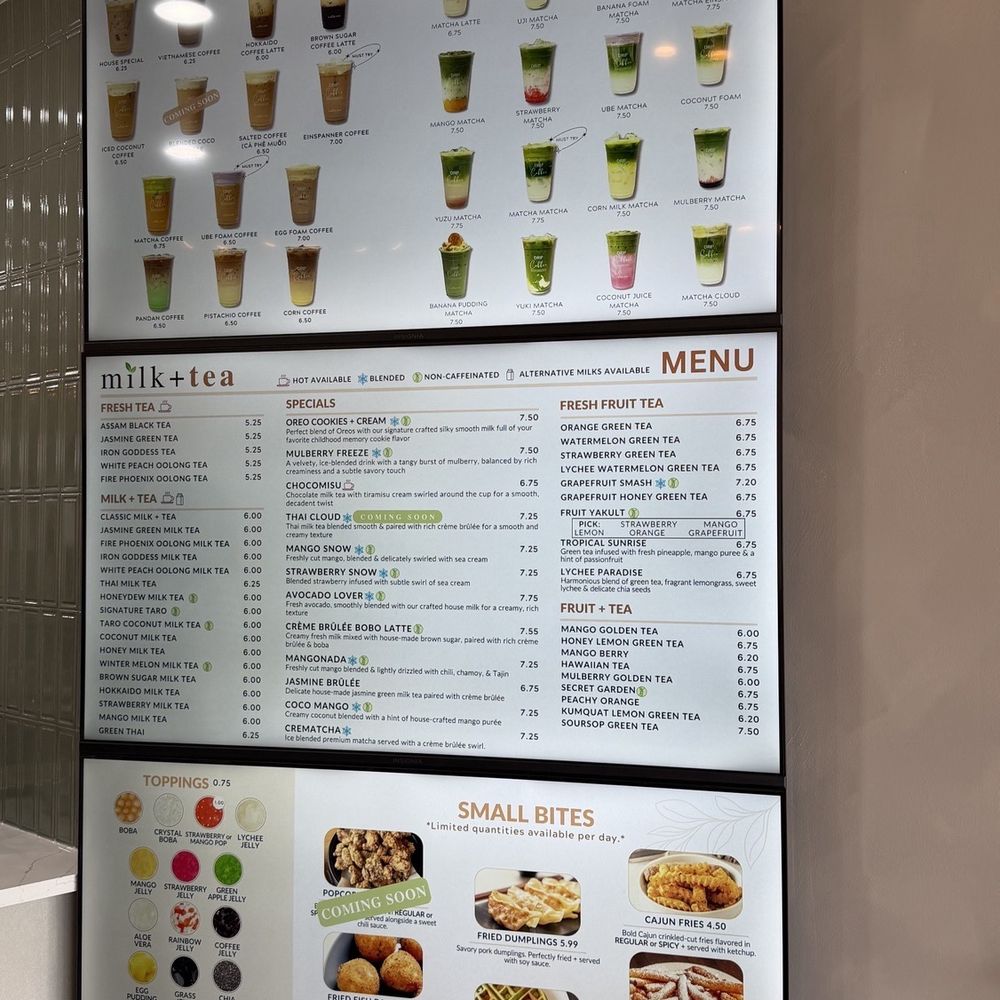 Milk+Tea Richardson - menu - Coffee & Tea Near Me - Richardson, Texas