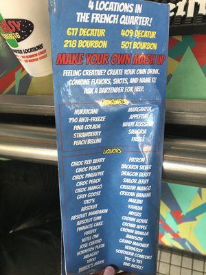Menu photo 1 Big Easy Daiquiris New Orleans, LA Menu photo 1 Big Easy Daiquiris New Orleans, LA