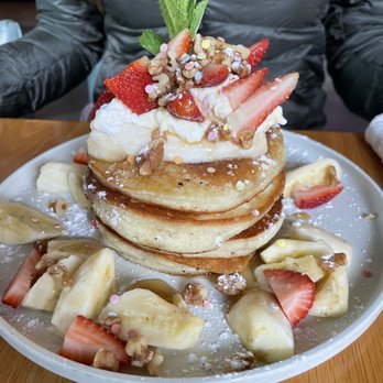 Outpost Kitchen - GF strawberry banana pancakes - Breakfast & Brunch Near Me - Costa Mesa, California Outpost Kitchen - GF strawberry banana pancakes - Breakfast & Brunch Near Me - Costa Mesa, California