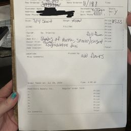 Photo of original handwritten invoice Photo of original handwritten invoice