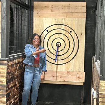 Bad Axe Throwing Alexandria - First, throw and bulls-eye. - Axe Throwing Near Me - Alexandria, Virginia