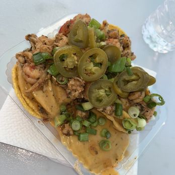 Nola Shrimp Box - Crawfish Nachos (regular size) - Seafood Near Me - Harvey, Louisiana Nola Shrimp Box - Crawfish Nachos (regular size) - Seafood Near Me - Harvey, Louisiana