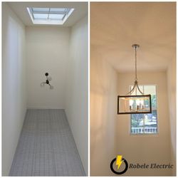 Robele Electric - High ceiling light fixture installation.