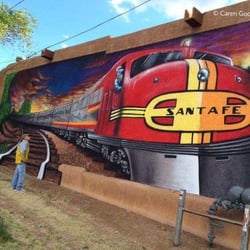Vela Fine Art - Large scale mural in Santa Fe, NM of the historic Santa Fe Super Chief train engine.